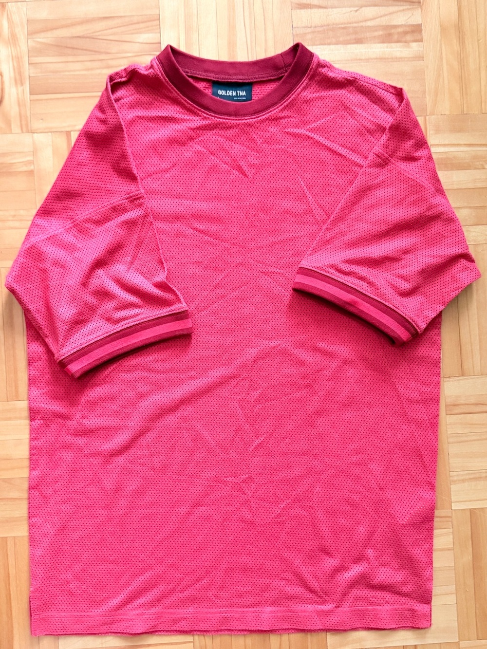 Women's Pink Mesh Crewneck Top Golden TNA Aritzia